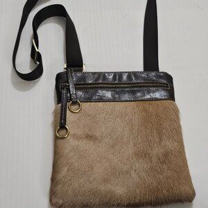 Diane Gail Los Angeles Springbok Fur And Leather Trim Crossbody Bag EUC